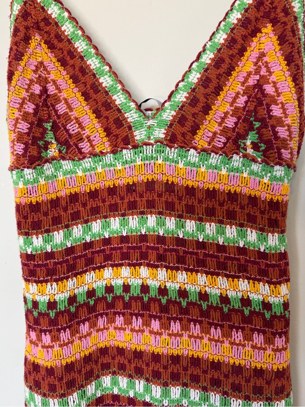 Zara Striped Crochet Maxi Dress — Red, Green, Yellow size small - Picture 3 of 6